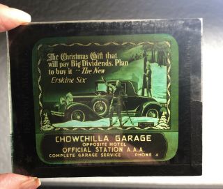 Antique Advertising Magic Lantern Slide - Erskine Six,  Chowchilla Ca Garage