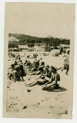 Vintage Photograph 1930s China Tsingtao Beach Scene Japanese Qingdao Sharp Photo