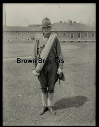 1917 Wwi U S Army Doughboy Complete Uniform Glass Photo Camera Negative Bb 2