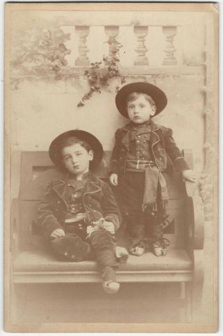 Young Victorian Boys Dressed Western Outfits San Francisco Studio Cabinet Card
