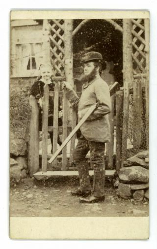 Cdv Of A Bearded Gentleman With Shotgun Outdoors By Williams Of Llandudno C.  1870