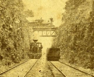 Stereoview Photo Mauch Chunk Pa L & S Railroad Cut 3 Trains American Scenery
