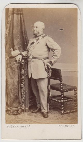 Military Cdv Photo - A (british?) Officer In Uniform By Ghemar Freres Of Brussels