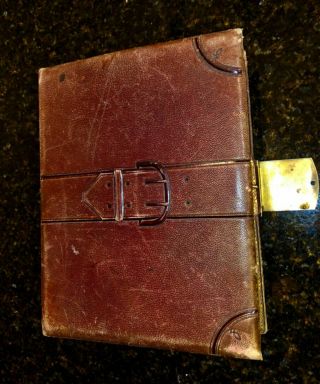 Victorian Antique Leather Album Large & Heavy Holds 132 Photos 6a