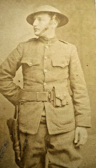 Jan 1 1919 Wwi Us Soldier Buddy Doyle Poses Photo Holtser Pistol Helmet Germany