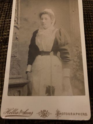 Victorian Cdv Photo Woman In Nurse Uniform W/ Belt - Hollis & Son,  London
