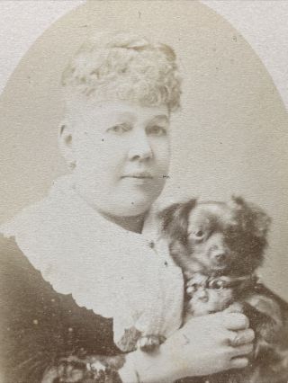 Victorian Carte De Visite CDV: Elegant Lady Small Dog Collar: Downey: London 2