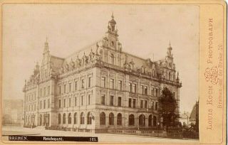64258 Cab Photo Ca 1880 Bremen Germany Reichspost Post Office By Louis Koch