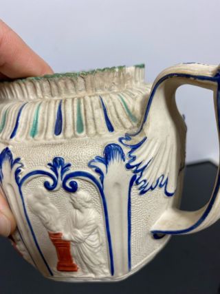 VTG Rare Bisque White Art Nouveau Jasper Neoclassical Ceramic Stoneware? Teapot 3