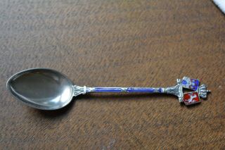 Recklinghausen Germany Vintage 800 Silver Souvenir Spoon Enamel Handle Rare