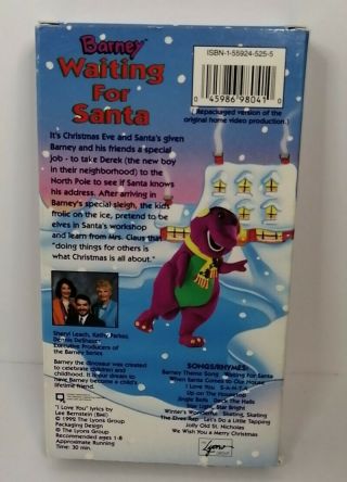 Barney Waiting For Santa (VHS,  1992) RARE Kids TV Show Holiday Sing Along 2