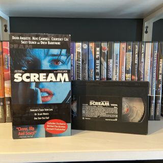 Scream Drew Barrymore Blue Cover Variant Rare Vhs Tape Horror Wes Craven Class