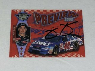 Rare Jimmie Johnson Autographed Lowes Power Of Pride Nascar Rookie 2002 Card 48