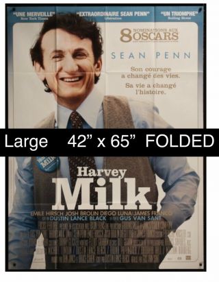 Rare Large Harvey Milk Movie Poster Fine Gay Themed 42”x 65”