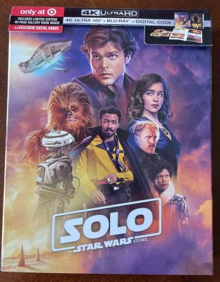 Solo: A Star Wars Story 4k Uhd,  Blu - Ray With 40 Page Book Target Exclusive Rare