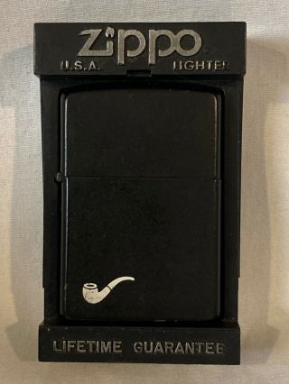 Vtg Rare 1994 Zippo Black Matte Pipe Lighter In Case W/ Matching Insert