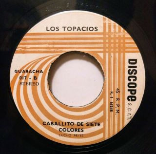 7 " Los Topacios " Caballito De Siete Colores " Rare Cumbia Psych Guitar Peru Ex