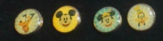 Rare Vintage Disney Glass Sewing Buttons Mickie Minnie Goofy Pluto Set 4