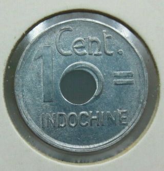 France Indochine Indochina 1 Cent 1943 Error,  Bu Vintage Rare.