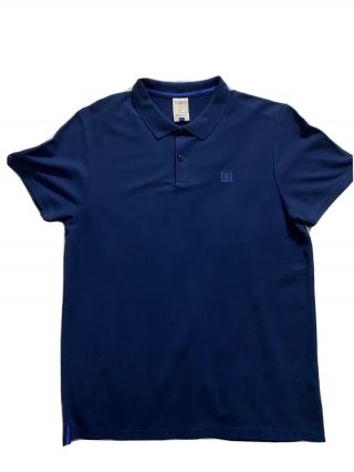 Nike Tennis Roger Federer Navy Blue Polo Shirt Large Retro Rare Rf Sz L