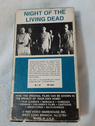 Night of the Living Dead VHS Video Warehouse rare cult horror zombies gore 1968 2