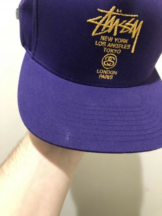 Vintage Stussy Capz Purple Strapback Hat Cap Skateboard Hip Hop Rap Skate RARE 2