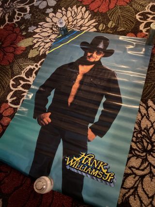 Hank Williams Jr Rare 80s Poster Funky Ent 1988 Country Music Wow