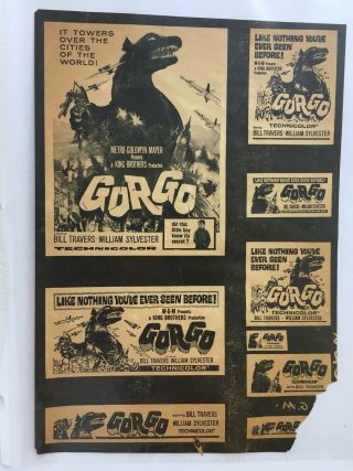 Rare Ook Movie Ad Mat Print Gorgo Monster Sci Fi Horror B Godzilla Poster