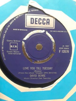 Rare David Bowie 45 Love You Till Tuesday/the London Boys Decca 13579 - 1967