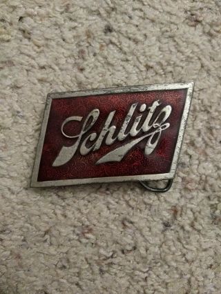 Vintage Schlitz Beer Metal Logo Belt Buckle Rare Hard To Find.  Retro 1970’s