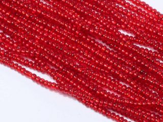 Hank Rare Vintage Czech Silver Lined Red Seed Glass Beads 22bpi