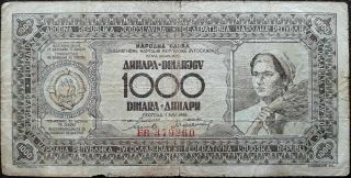 Yugoslavia Banknote - 1000 Dinara - Year 1946 - Rare Banknote -