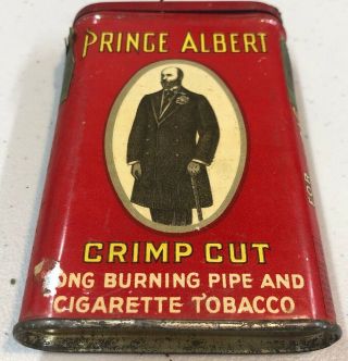 Antique Vintage 1910 Prince Albert Crimp Cut Tobacco Tin Can Rare Size 2 Oz Tin