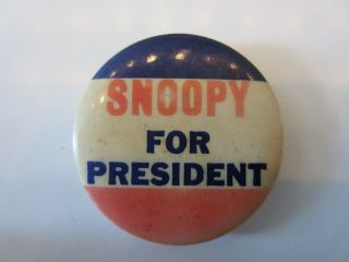 Rare Vintage Snoopy For President Button Pin Peanuts Red White & Blue