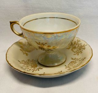Vintage Tea Cup And Saucer Lefton China Hand Painted (rare) No 03566