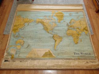 Rare Antique World Map 1898 Rand Mcnally Wall Map