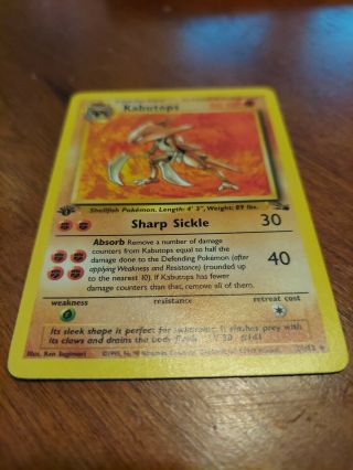 1st Edition Kabutops Pokemon Card,  Fossil 24/62,  Nm,  Non Holo