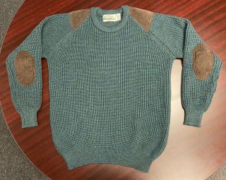 Chunky Ireland Aran Crafts Wool Sweater Suede Elbow Patches,  Rare,  St.  Patrick,  Dad