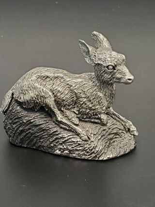 Rare Vintage Hudson Pewter Figurine Deer Fawn 1978 N.  N.  Deaton 3587