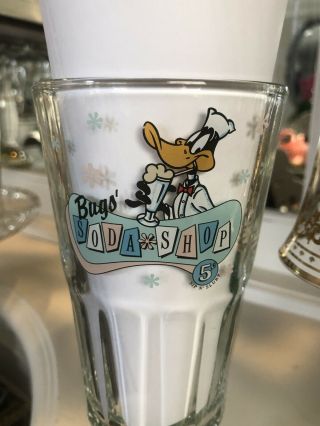 Vintage Warner Bros.  Looney Tunes Daffy Duck Soda Shop Milkshake Glass RARE 2