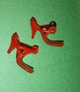 Vintage Little Miss Revlon Doll Shoes Family Pair Red High Heels Vhtf Rare Old