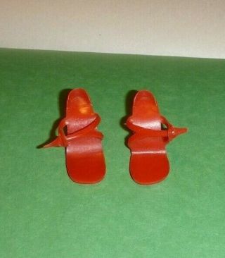 VINTAGE LITTLE MISS REVLON DOLL SHOES FAMILY PAIR RED HIGH HEELS VHTF RARE OLD 2