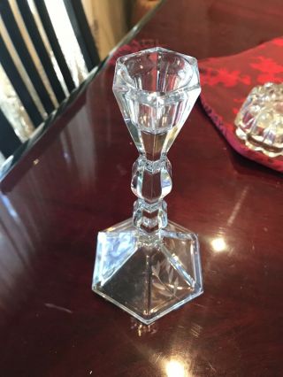 One Princess House Vintage Lead Crystal Candle Holder Heritage Pattern Rare
