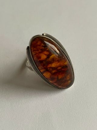 Silver ring with amber vintage rare 2