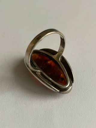 Silver ring with amber vintage rare 3