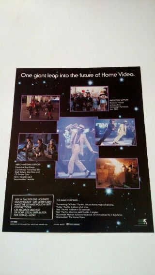 Michael Jackson " Moonwalker " 1988 Rare Print Promo Poster Ad