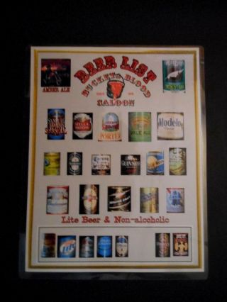 Rare Beer List Menu " Bucket Of Blood Saloon " W/ Booze Rules Virginia City,  Nv.