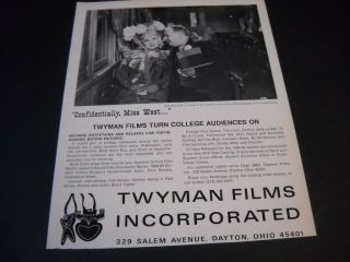 Twyman Films W.  C.  Fields To Mae West.  Confidentially.  Rare 1968 Promo Ad