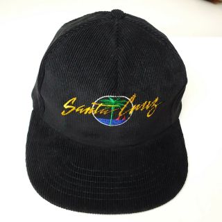Vintage Black Santa Cruz Corduroy Hat Cap Snapback (rare)
