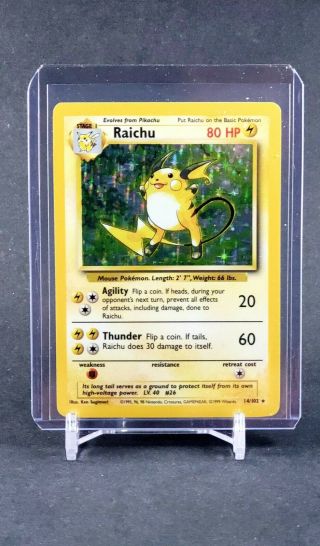 Pokemon Tcg - Raichu (14/102) - Base Set Unlimited - Holo Rare Lightly Played